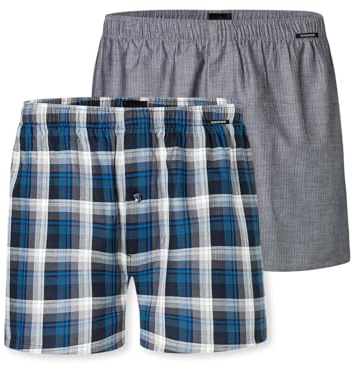 Schiesser Herren 2 Pack Boxershorts Baumwolle Web Multipack - Webboxer, Sortiert 2_182428, 10