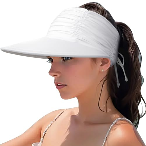 DRESHOW Mujer Sol Sombrero Al aire Libre UV Protección Sombrero Plegable Ala Ancha Pesca Ponytail Playa Bucket Sombreros