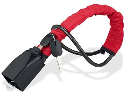Relaxdays Car Steering Wheel Lock, Seat Beat Attachment, Anti-Theft Device, Van Crook Protection, Steel, Red/Black, Nylon, 70 x 6 x 4.5 cm