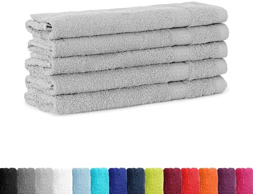 BaSaTex 5er Pack Frottee Gästetücher Set 30x50 - Gästehandtuch aus 100% Baumwolle Made in Green - Farbe: Silber