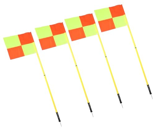 Generic Ensemble de Drapeaux D'angle de Terrain de Football, 4 Drapeaux Carrés en Plastique Durable, 4 Pièces, 2 Sections, Poteaux de 1,5 M, équipement de Sport de Plein Air pour les