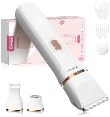 Rasoir intime pour femme - Rasoir électrique pour femme avec 3 embouts - Tondeuse sans fil et rechargeable - Pour les parties intimes, le visage et les jambes - Doux pour la peau et doux - Blanc