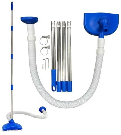 Pooldammsugare, pooldammsugare, pooldammsugare ovanför marken med sughuvud, slang och teleskophandtag 144 cm, poolrengöringssats för spa, badtunna, simbassänger (blå-155 cm)