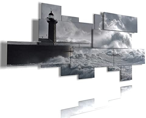 duudaart Quadro Mare Faro Paesaggi Grandi Dimensioni Design Acustici Composti Pannelli Stampe Parete Ufficio Moderni Soggiorno Componibili Decorativo 3d Multilivello 257x117cm