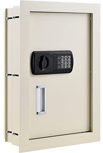 Global Industrial Residential Safe With Expandable Depth, Wall Safe with Electronic Keypad Lock, 0.3 to 0.7 Cubic Feet Capacity, 15W x 3-1/4-6D x 22-1/8H
