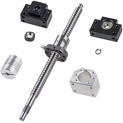 CNCYEAH Vis à billes SFU1605-750 mm, en acier inoxydable, avec guidage linéaire, support BK12 / BF12, boîtier d'écrou DSG16H + vis à billes + coupleur pour machine à graver