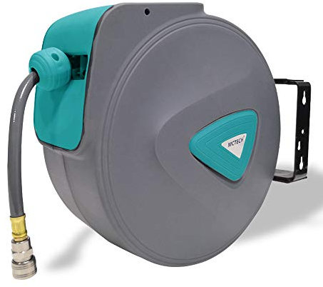 YRHome Enrollador automático de manguera de aire comprimido de 10 m, conexión de 1/4 pulgadas, para estaciones de reparación de coches, color gris