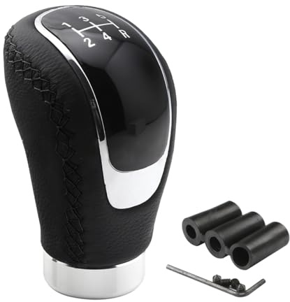 Osilly Pomo de cambio de 5 velocidades, pomos de palanca de cambios manuales con peso, mango de cambio de marchas de cuero, transmisión universal manual automotriz, piezas de repuesto automáticas