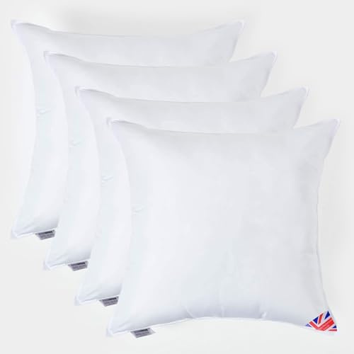 HOMESCAPES 4 Pack Luxury Super Microfibre Cushion Inserts 65cm x 65cm (26 x 26”) Perfect Bounce Back and Soft Cover Generously Filled Inner Pads Hypoallergenic Cushion Filler Handmade Machine Washable