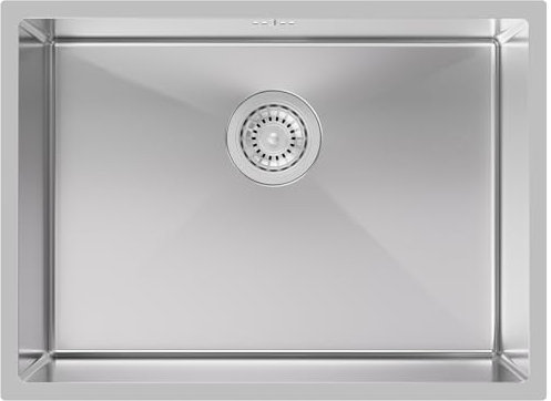 Auralum Evier Cuisine 1 Bac 60 x 44 cm, Grand Evier Inox avec Filtre de Vidange, Lavabo Cuisine 1 Bac, Évier à Encastrer avec Siphon & Trop-Plein