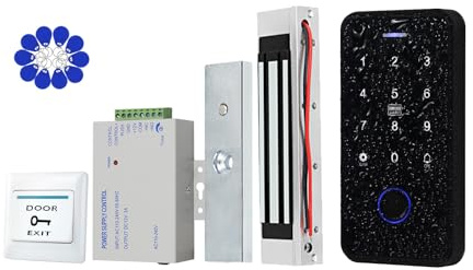 ReaIOKbii Tuya tastierino numerico Apriporta Sistema di controllo accessi Kit Impronta digitale Biometrico NFC Portachiavi lettore RFID Impermeabile 180 kg/350 libbre Serratura magnetica elettrica