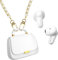 Auricolari True Wireless Bluetooth, In-Ear con driver da 13 mm per suono premium, 22 ore di autonomia, custodia mini borsa con catena di perle e diamanti, perfetti per donne e adolescenti alla moda