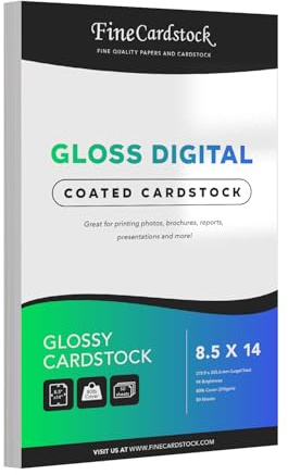 Double-Sided Heavyweight Gloss Digital C2S Cardstock – Perfect for Color Laser Printing, Flyers, Brochures, Photos | 8.5 x 14 | 80lb Cover | Acid Free, Glossy Coated on Both Sides | 50 Sheets