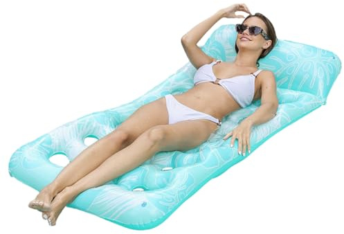 Inflatable Pool Floats Lounger for Adults, Pool Float Lounge,Tanning Pool Lounge, Water Floating Recliner Chair, with Water Flow Holes, for Swimming Pool, Sunbath Tanning, Summer Beach