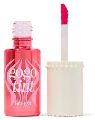 Benefit GoGotint Bright Cherry-Tinted Lip & Cheek Stain 6 mL – Two-in-One Precision Doe-Foot Applicator – Longwearing, Smudge-Proof, Kiss-Proof Flush - #1 Prestige Lip & Cheek Tint Brand in the US