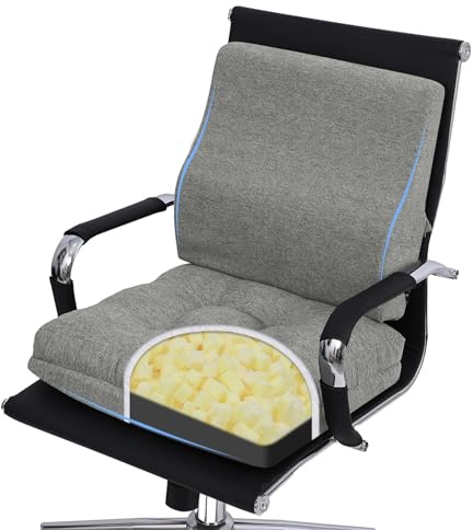 TANYOO Seat Cushion & Lumbar Support Pillow Set for Office Chair Recliner Couch, Dual-Layer Patent Design Memory Foam Office Chair Cushion & Ergonomic Back Support Pillow for Wheelchair (Grey)