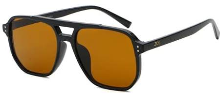 ZOL VECTOR Occhiali da Sole Unisex Doppio Ponte, UV400 Categoria 3, Sunglasses con Montatura e Lenti in Policarbonato Leggeri e Resistenti, Cerniere Rinforzate, Certificazione CE, Stile Retrò