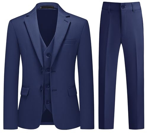 KUDMOL Boy's 3-Piece Suit One Button Slim Fit Tuxedo Kids Formal Outfit