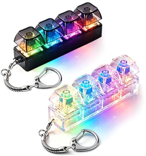 Jouet Fidget Clavier pour Adultes 2 PCS, Porte-clés Clavier Antistress, Jouet Décompression Portable, Clavier Clicker Lumineux, Accessoire Anti Stress pour Bureau Études Voyage M2