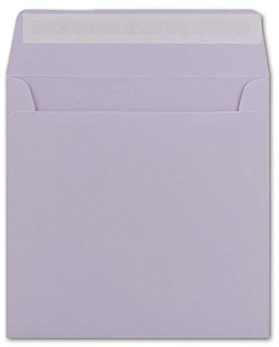 25 Quadratische Brief-Umschläge Flieder - 15,5 x 15,5 cm - 120 g/m² Haftklebung stabile Kuverts ohne Fenster - von Ihrem Glüxx-Agent
