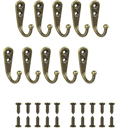 JINXM 10 Stück Vintage Kleiderhaken mit Schrauben Huthaken Wandhaken Garderobenhaken Gartenhaken Dekorativen Haken Vintage Bronze mit Hakenfür Schlüssel Taschen Handtücher Bronze