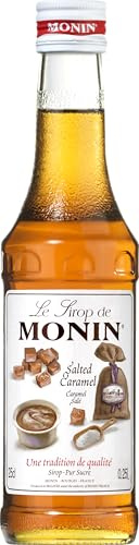 MONIN Premium Salted Caramel Syrup 250ml for Coffee and Cocktails. Vegan-Friendly, Allergen-Free, 100% Natural Flavours and Colourings. Salted Caramel Coffee Syrup