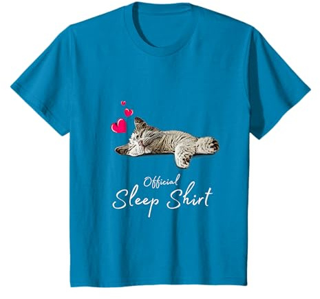Chemise de Nuit Officielle avec Motif Chat Mignon cœurs T-Shirt