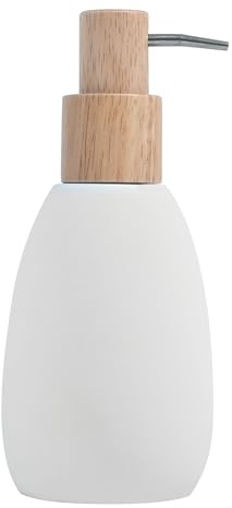 Spirella Tvålpump Sven | med pump | flytande tvåldispenser | polyresin | 300 ml | lång och robust | vitt trä, vitt, standard