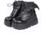 Ulalaza Dark Bat Wing Ankle Boots for Women Wedge Chunky with Sassy Platform Boot Round Toe Lace up Side Zipper High Heel Women Boot Stretch Fabric Soft Skin-Friendly and fit Around The Ankle