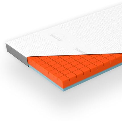 Genius eazzzy Premium Cube Topper Height 9 cm Ergonomic 2 in 1 Reversible Mattress Topper with Firm & Soft Side, Breathable Mesh Cover, Corner Loops 90 x 200 cm, Weiß