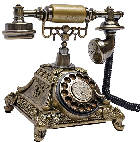 Retro telefon hemtelefon vintage antik bordstelefon fast telefon med ringskiva för fast nät bord retro telefon för kontor, café, bar, sovrum, dekoration
