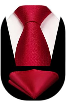HISDERN Ties for Men Wedding Tie & Pocket Square Houndstooth Formal Business Plain Necktie Handkerchief Set