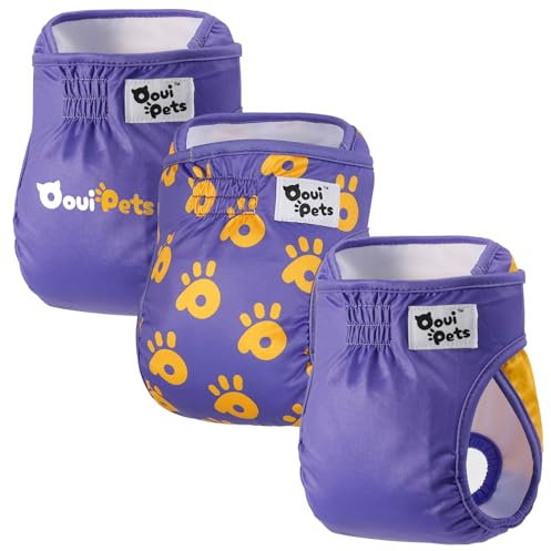Oouipets Hundewindeln für hündinnen und Katzenwindeln(3 Stück) | Premium Läufigkeitshose für hündinnen, Komfort, Saugfähigkeit, kein Auslaufen und Umweltfreundlich | Hundewindel waschbar (Größe M)