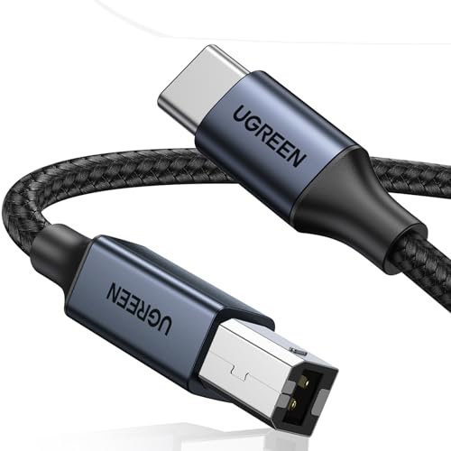 UGREEN USB C Druckerkabel USB B auf USB C Kabel Scannerkabel mit Nylonkabel und Aluminiumstecker kompatibel mit iPhone 15 Serie MacBook Matebook Canon Epson Drucker DAC MIDI Tastatur usw (Schwarz 2m)