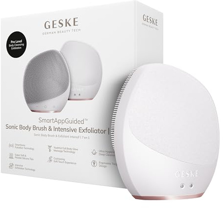 GESKE Sonic Body Brush & Intensive Exfoliator | 7 in 1 | Elektrisk rengöringsborste för hela kroppen | SmartSonic-pulsationer | Pro-Level djuprengöring, exfoliering & massage | Borttagning av grov hud