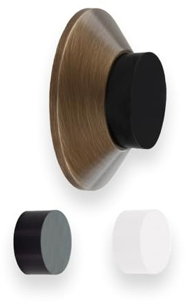 Evi Herrajes | Adhesive Door Stop | Wall Fitting | 35x15mm | Brass Leather | Conical Design | Two Rubber Bands Included | Adhesive or Screw Installation