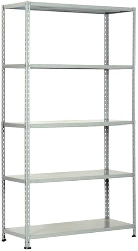 Generico Scaffale Componibile in Kit in Metallo Verniciato - Scaffali Salvaspazio per Garage e Magazzino - Portata 65kg per Piano - 5 Ripiani Rinforzati (80x40 cm, angolari esterni mt 2)