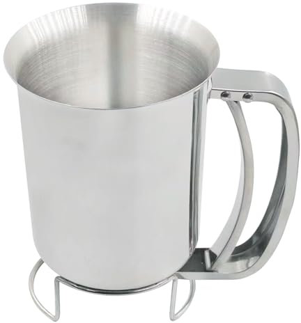 Aginkgo Dispenser manuale per pastella per pancake in acciaio inox, separatore manuale per pastella per torte, miscelazione, farina, cupcake, crepe, cialde, pancake