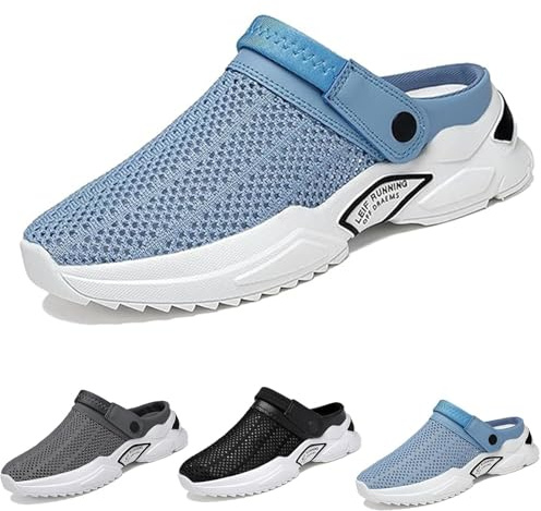 Ortopediska ihåliga sommarsandaler for män, Mesh andas halkfria lätta bekväma tofflor(Blue,42 EU)