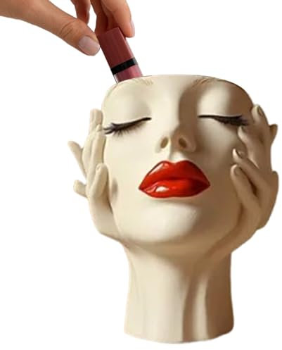 Nexusectar Portapennelli per trucco per vanità, trucco, organizer, contenitore per pennelli da trucco, design estetico bohémien chic e decorativo in resina per