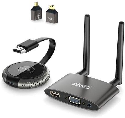 HDMI sans Fil 4K/5G, Émetteur et Récepteur HDMI sans Fil, VGA&HDMI Double écran Wireless Transmitter Receiver de Laptop/TV Box/Caméra/Bluuray/PS5 au HDTV/Projecteur/Moniteur 165FT