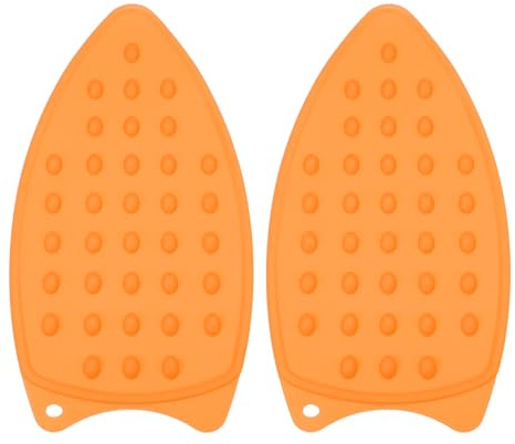 PATIKIL Silicone Iron Rest Pad, 2 Pcs Multipurpose Hot Heat Resistant Iron Rest Plate Protective Pad for Ironing Board Hot Resistant Steamer Steam Compact Mat, Orange