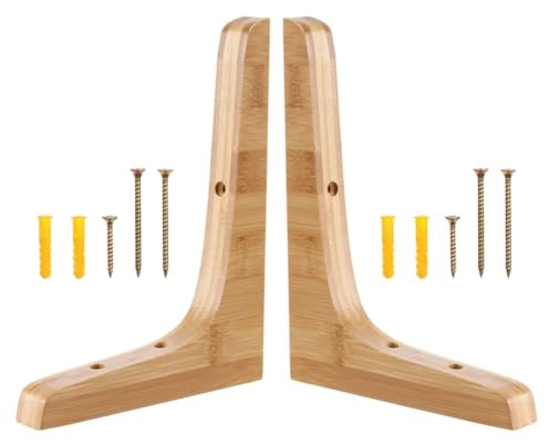 SHINEOFI 2 Piezas Soporte de Estante de Madera Resistente de Escuadras Triangulares para Estanterías Soporte para Estantes de Pared y Jardineras para el Casa y Oficina