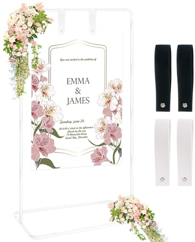 Nwvuop Support de panneau de bienvenue de mariage, support réglable pour panneau de mariage (blanc)