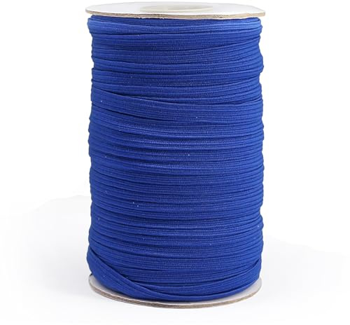 FQTANJU 6mm Royal Blue Elastic Band Roll (55 Yards) - 1/4 Inch Flat Braided Elastic Cord for Waistbands, Sewing, Pants, Clothing & DIY Crafting