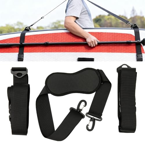 UMCHU 1 Pieza Correa para Hombro para Kayak, Negro, para Tablas de Surf,Sup | Nailon, con hombreras acolchadas,ajustable,con puntos de sujeción para remos,para transportar tablas de surf o de paddle surf