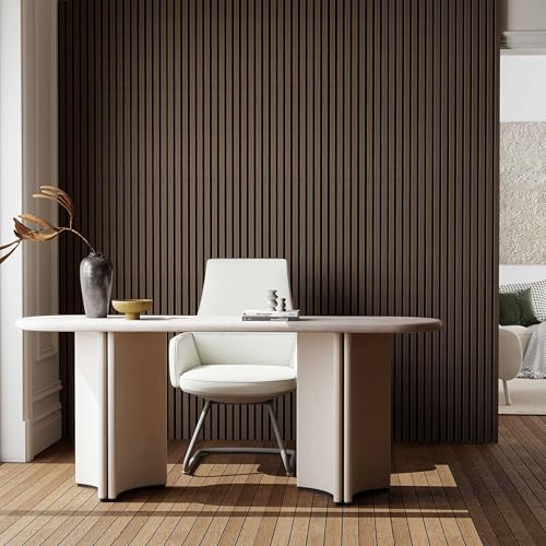Paneles acústicos decorativos de MDF para paredes - Set de 3 Unidades - 260x30 cm - Color roble nogal
