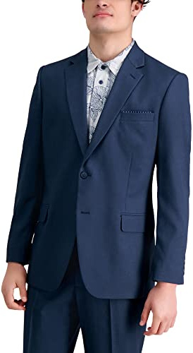 Haggar Men's Travel Performance Solid Gab Tailored Fit Suit Separate Coat Suit, Blue, 42R