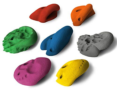 ALPIDEX 7 Klettergriffe XL | Henkelgriffe | Extra Große Griffe | Hinterschneidungen | Verschiedene Formen Farben | Klettersteine - Mixed Colour