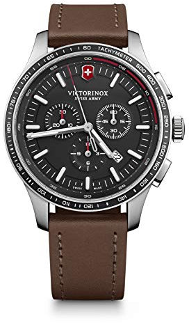Victorinox Herren-Uhr Alliance Sport Chronograph, Herren-Armbanduhr, analog, Quarz, Gehäuse-Ø 44 mm, Armband 21 mm, 113 g, Braun/Schwarz